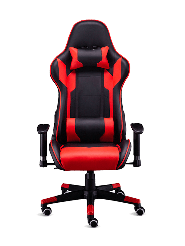 Gamers Silla Oifig Nua-Aimseartha Cathaoirleach Cearrbhachais Leathar Luxurious Dubh Agus Dearg 